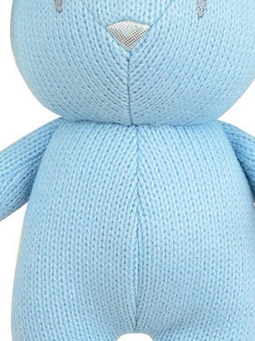 Tricotou peluche lapin bleu  et  20 cm avec hochet - Kiabi