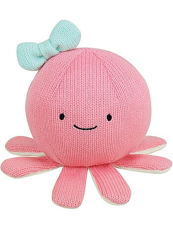 Tricotou peluche pieuvre rose et 22 cm