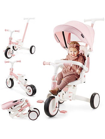 Tricycle Bébé évolutif - siège pivotant 360°, Vélo Enfant, Draisienne Roues EVA increvables, Pliable