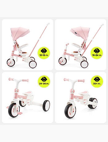 Tricycle Bébé évolutif - siège pivotant 360°, Vélo Enfant, Draisienne Roues EVA increvables, Pliable