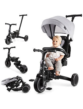 Tricycle Bébé évolutif, Siège pivotant 360°, Vélo Enfant, Draisienne Roues EVA Increvables, Pliable
