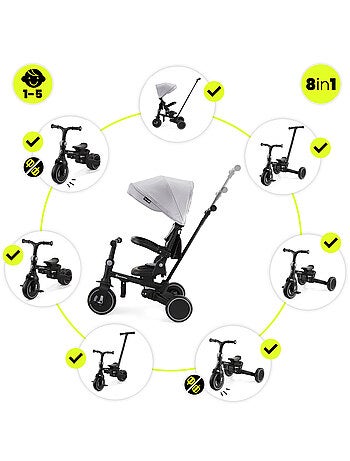 Tricycle Bébé évolutif, Siège pivotant 360°, Vélo Enfant, Draisienne Roues EVA Increvables, Pliable
