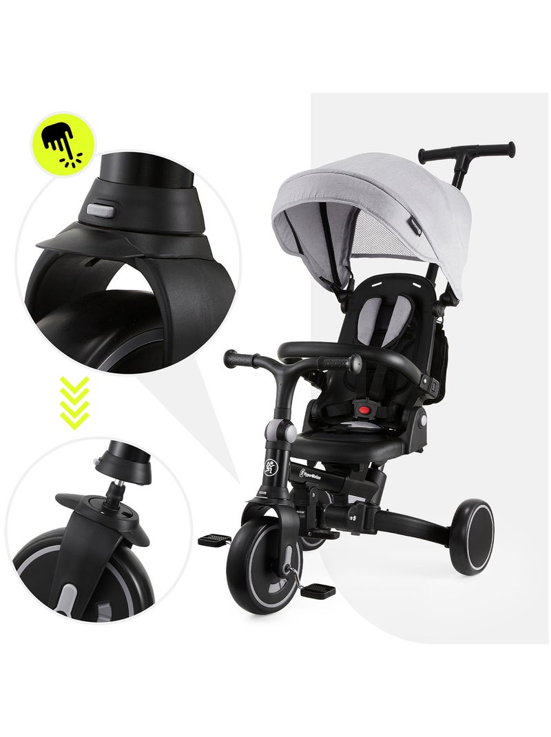 Tricycle Bébé évolutif, Siège pivotant 360°, Vélo Enfant, Draisienne Roues EVA Increvables, Pliable Gris - Kiabi
