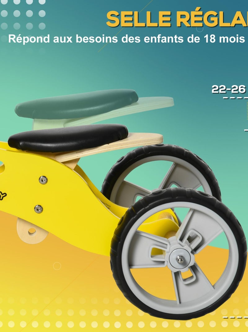 Tricycle draisienne enfant 2 en 1 selle réglable panneaux bois lion jaune Jaune - Kiabi