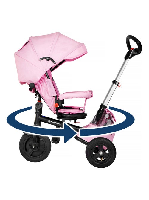 Tricycle Enfant 1-5 ans Max 25 kg, Poussette Habillage Pluie, Roues Pompées, Siège Pivotant, Pliante - Kiabi