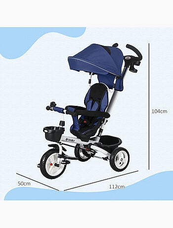 Tricycle enfant évolutif pliable canne télescopique siège réversible