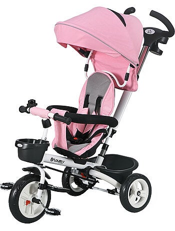 Tricycle enfant évolutif pliable canne télescopique siège réversible
