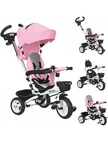 Tricycle enfant évolutif pliable canne télescopique siège réversible