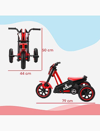 Tricycle enfant moto roues dia. 21,5 cm rouge noir