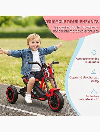 Tricycle enfant moto roues dia. 21,5 cm rouge noir