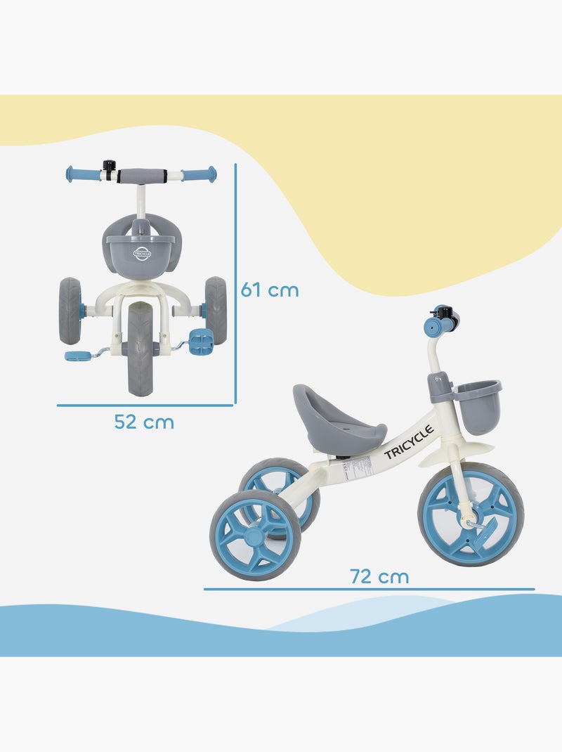 Tricycle enfant multi-équipé métal bleu blanc gris Bleu Bleu - Kiabi