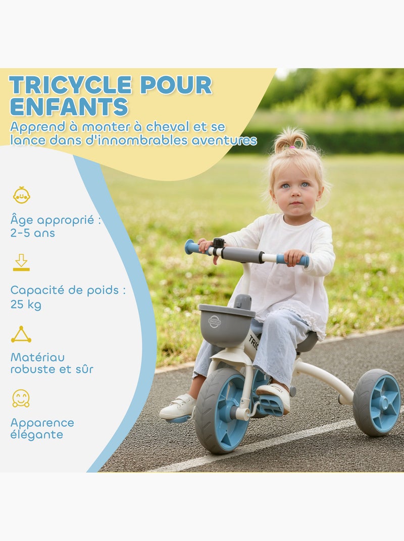 Tricycle enfant multi-équipé métal bleu blanc gris Bleu Bleu - Kiabi