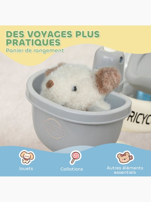 Tricycle enfant multi-équipé métal bleu blanc gris - Kiabi