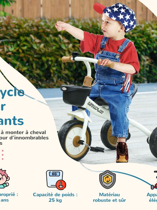 Tricycle enfant multi-équipé siège réglable métal - Kiabi Tricycle enfant multi-équipé siège réglable métal - Kiabi