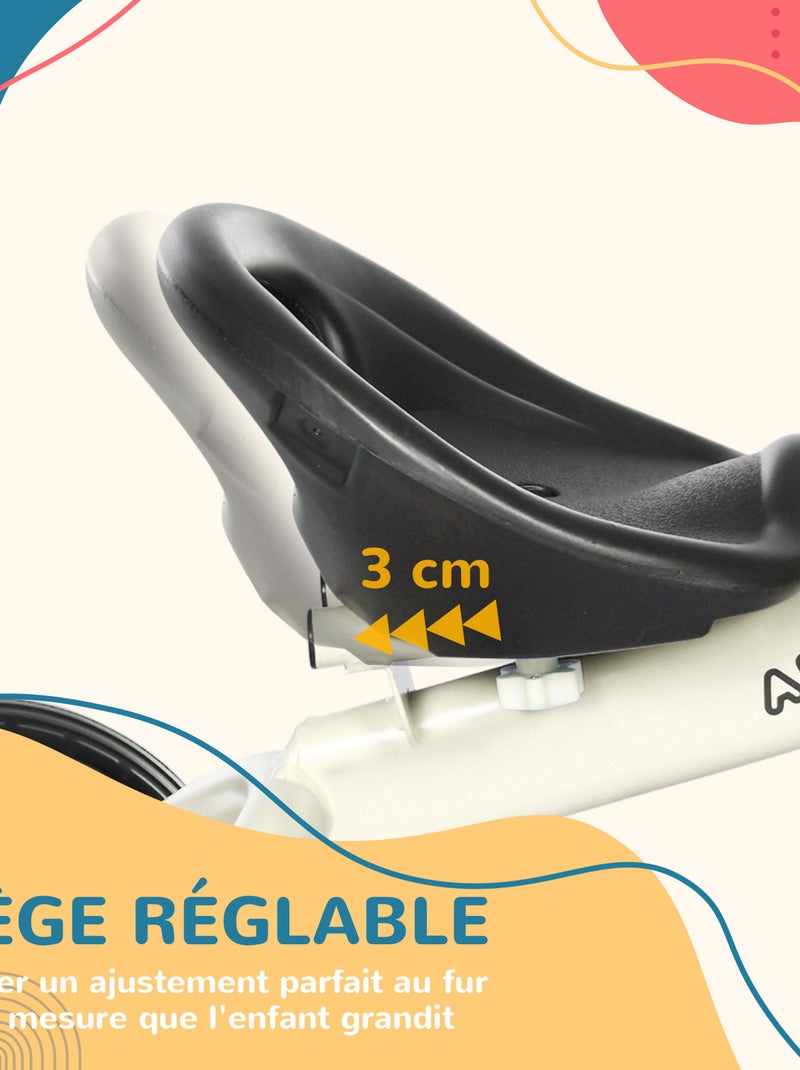 Tricycle enfant multi-équipé siège réglable métal Blanc Blanc - Kiabi