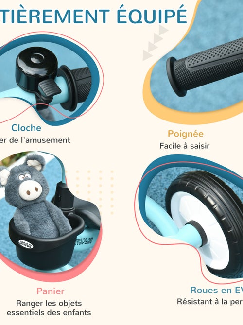 Tricycle enfant multi-équipé siège réglable métal - Kiabi