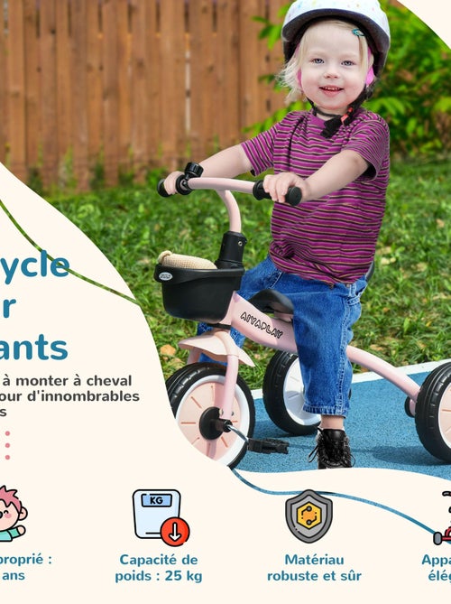 Tricycle enfant multi-équipé siège réglable métal - Kiabi
