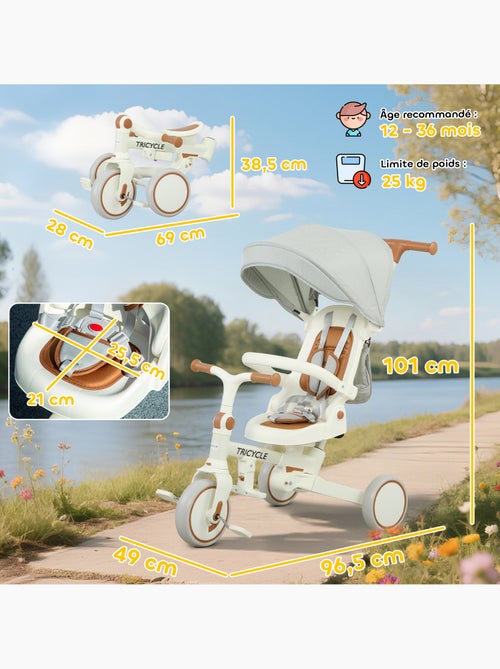 Tricycle enfant pliable évolutif 5 en 1 poignée telescopique - Kiabi