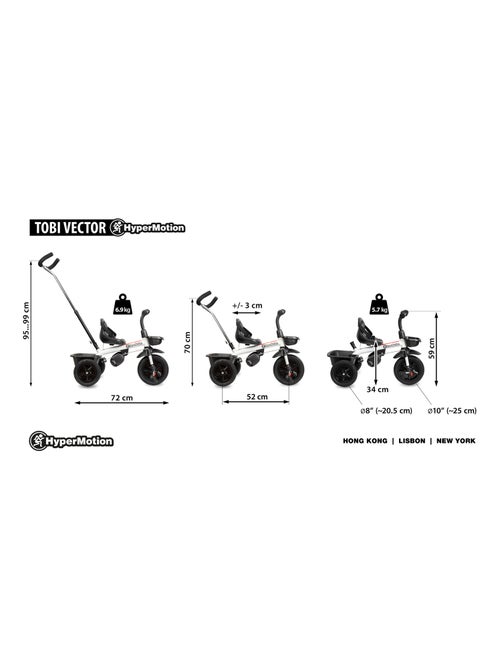 Tricycle Évolutif 1 à 5 ans - Poussoir Réglable, Démontable Couplé avec Guidon - Kiabi