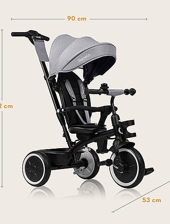 Tricycle évolutif 2en1 LIONELO Berry - Poussette velo - De 9 mois - Sonnette et Porte-gobelet