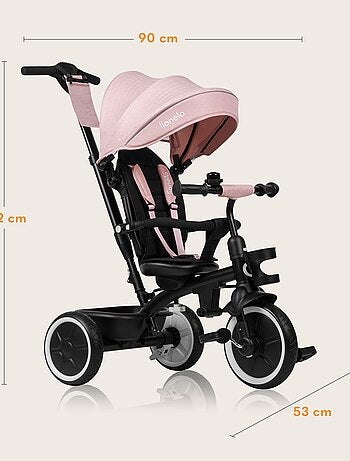 Tricycle évolutif 2en1 LIONELO Berry - Poussette velo - De 9 mois - Sonnette et Porte-gobelet