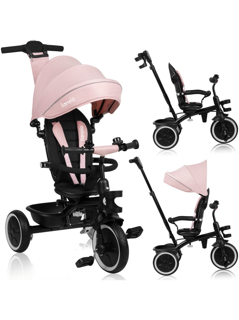 Tricycle évolutif 2en1 LIONELO Berry - Poussette velo - De 9 mois - Sonnette et Porte-gobelet Rose - Kiabi