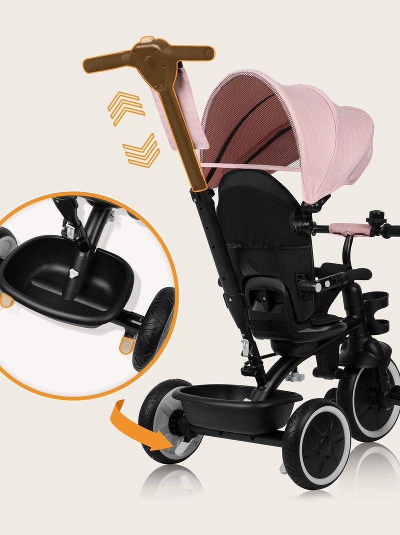 Tricycle évolutif 2en1 LIONELO Berry - Poussette velo - De 9 mois - Sonnette et Porte-gobelet Rose - Kiabi