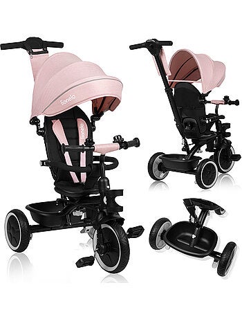Poussette et tricycle bébé lionelo haari - jusqu'à 25 kg - siège réversible - panier et sac inclus