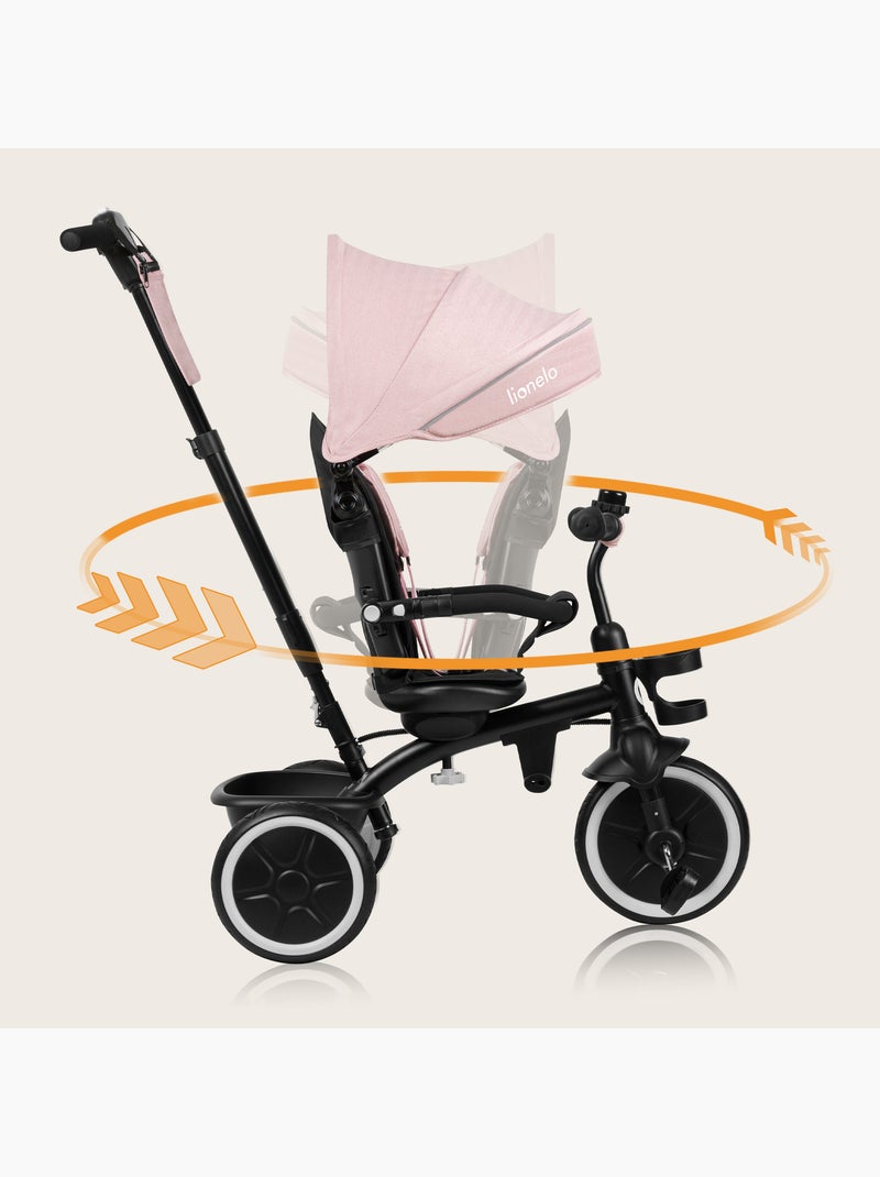 Tricycle évolutif 2en1 lionelo berry - poussette velo - de 9 mois - sonnette et porte-gobelet Rose - Kiabi