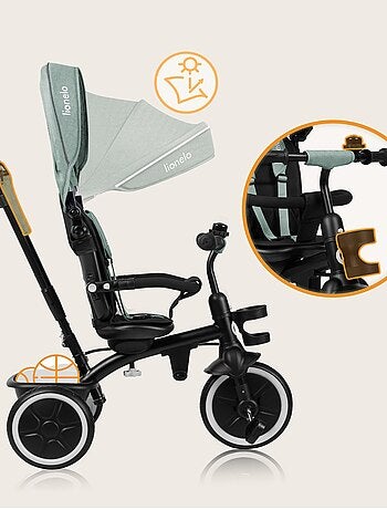 Tricycle évolutif 2en1 LIONELO Berry - Poussette velo - De 9 mois - Sonnette et Porte-gobelet