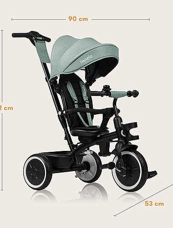 Tricycle évolutif 2en1 LIONELO Berry - Poussette velo - De 9 mois - Sonnette et Porte-gobelet