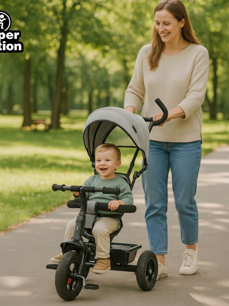 Tricycle Evolutif bébé 1-4 ans, Vélo Enfant Pliable, Poignée
