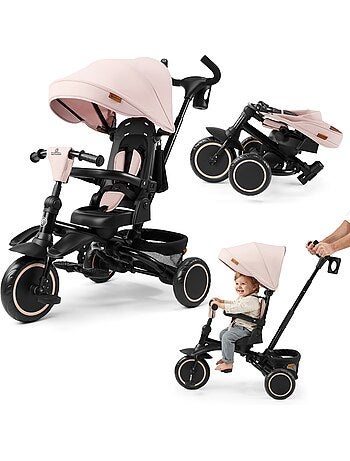 Tricycle évolutif enfant hypermotion tobi timber pliable avec guidon parental