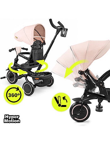 Tricycle évolutif enfant hypermotion tobi timber pliable avec guidon parental