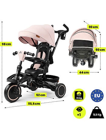 Tricycle évolutif enfant hypermotion tobi timber pliable avec guidon parental