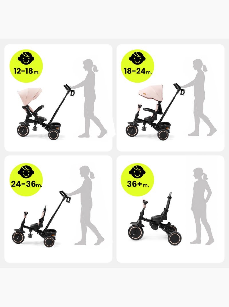 Tricycle évolutif enfant hypermotion tobi timber pliable avec guidon parental Beige - Kiabi