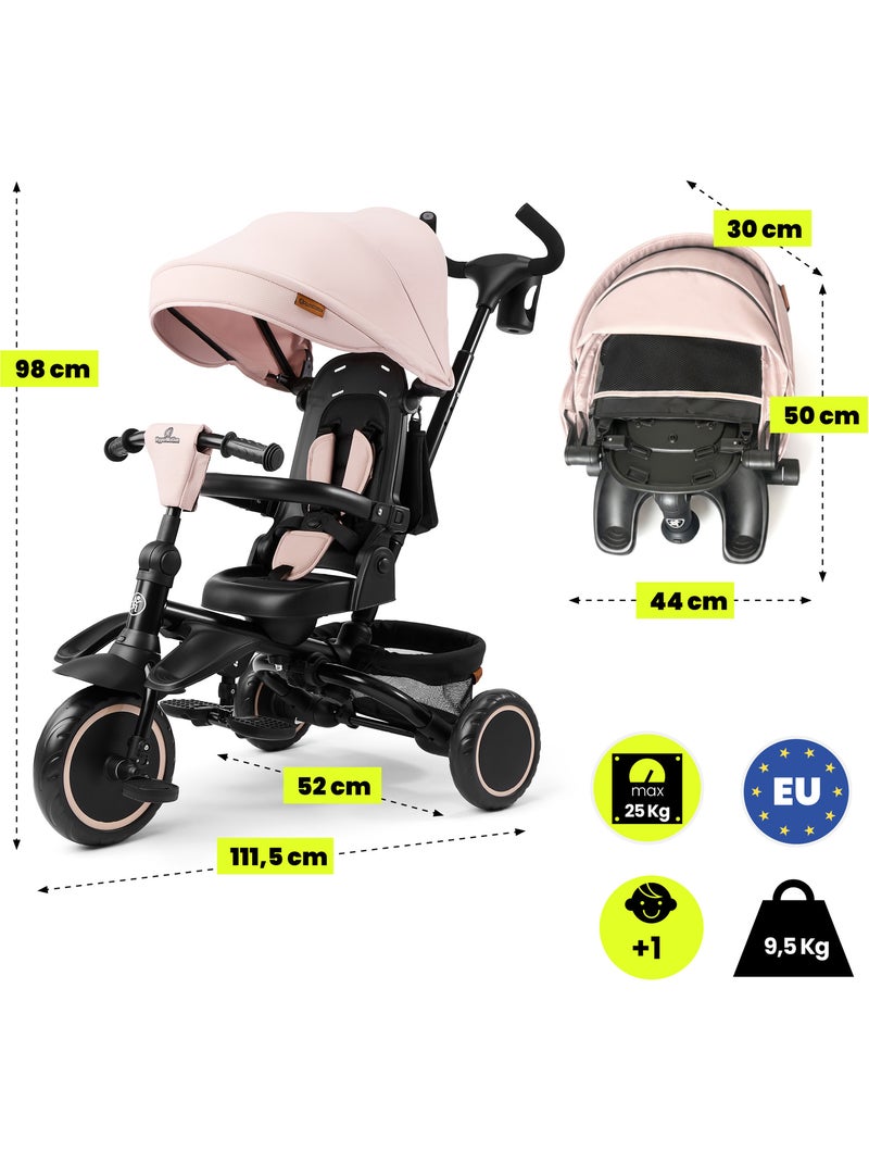 Tricycle évolutif enfant hypermotion tobi timber pliable avec guidon parental Beige - Kiabi