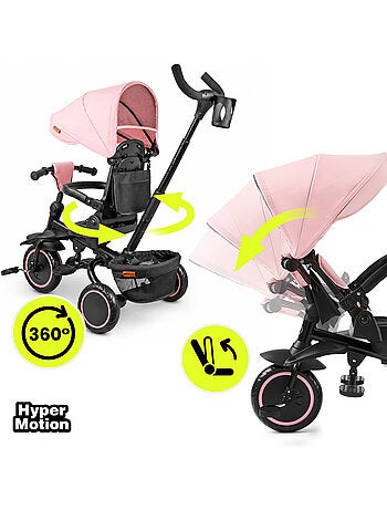 Tricycle évolutif enfant hypermotion tobi timber pliable avec guidon parental