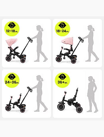 Tricycle évolutif enfant hypermotion tobi timber pliable avec guidon parental