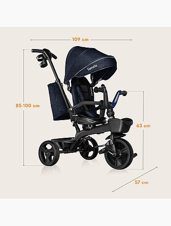 Tricycle évolutif LIONELO Kori - Siège réversible & réglable - Jusqu'à 25 kg - Panier inclus