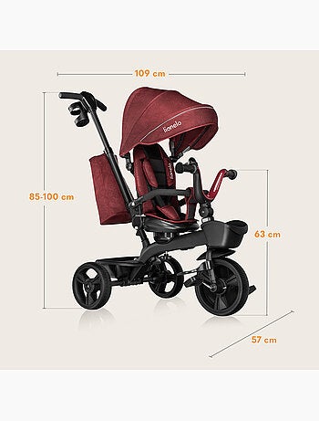 Tricycle évolutif LIONELO Kori - Siège réversible & réglable - Jusqu'à 25 kg - Panier inclus