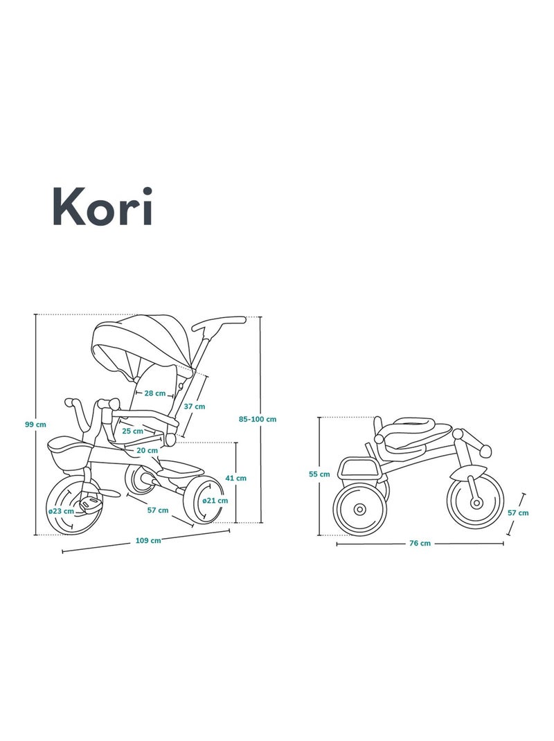 Tricycle évolutif LIONELO Kori - Siège réversible & réglable - Jusqu'à 25 kg - Panier inclus Rouge bordeaux - Kiabi