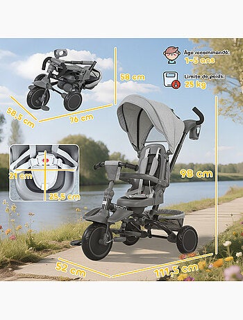 Tricycle évolutif pliable réglable 6 en 1
