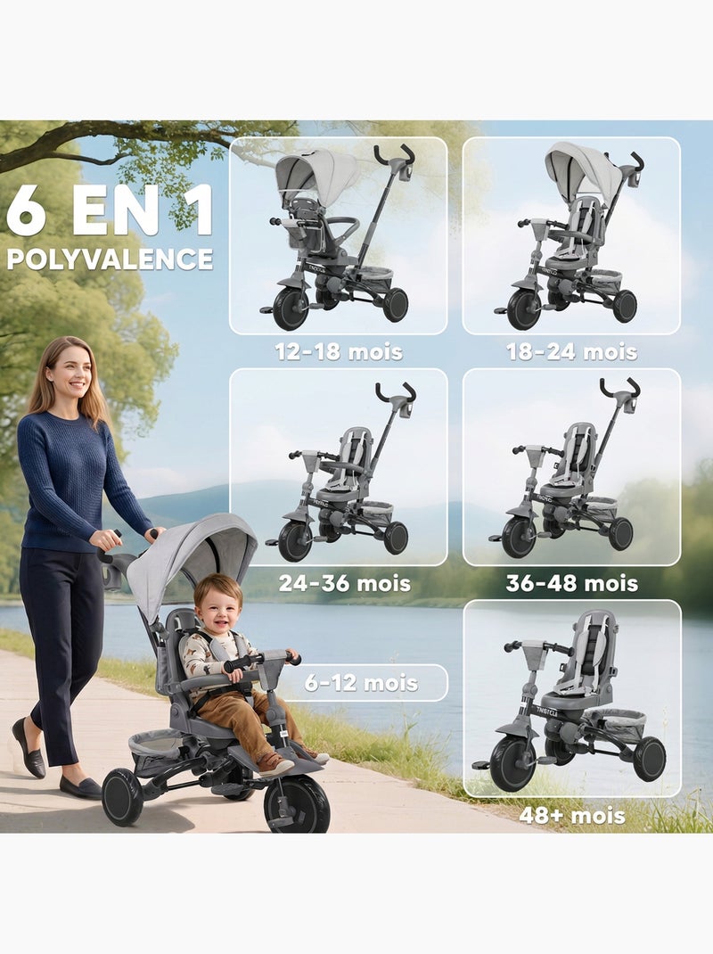 Tricycle évolutif pliable réglable 6 en 1 Gris - Kiabi