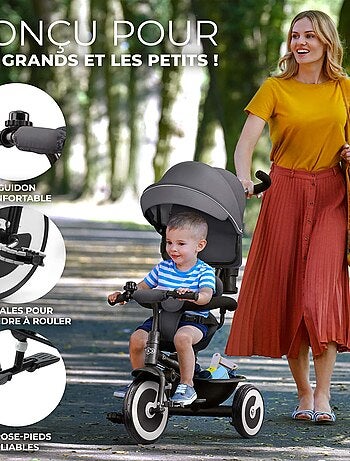 Tricycle evolutif poussette avec pare soleil regl
