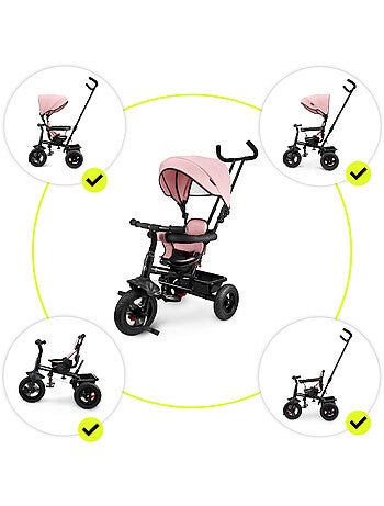 Tricycle Évolutif, Vélo Enfant 1-4 ans Pliable - Poignée Confortable, Poussoir, Siège Réversible