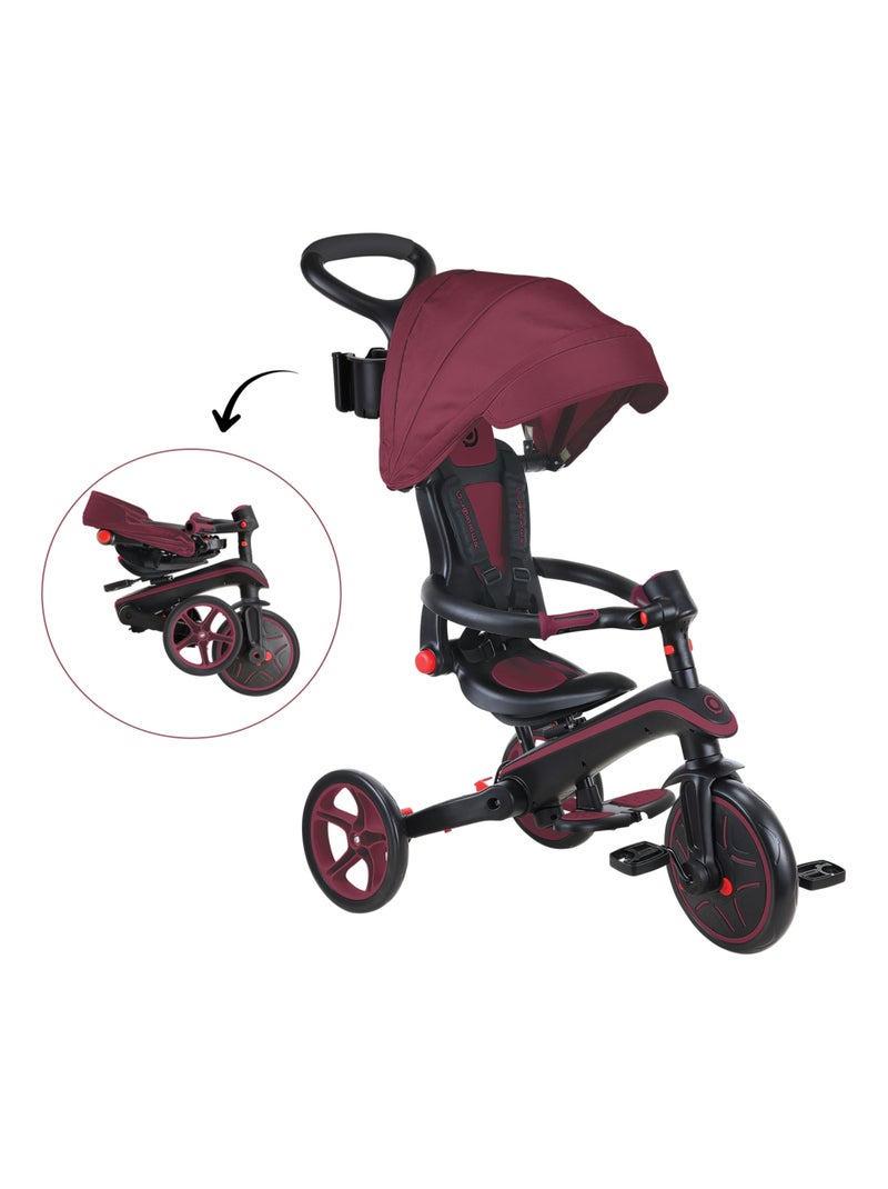 Tricycle EXPLORER 4-en-1 Évolutif & Pliable Rouge bordeaux - Kiabi
