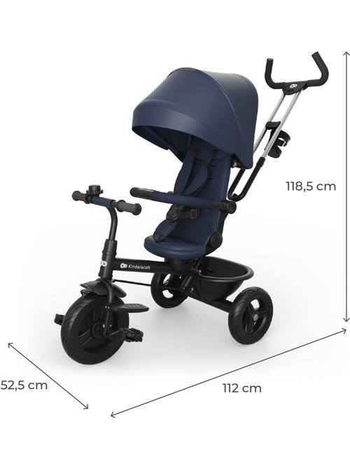 Tricycle Kinderkraft ASTON 2 PLUS 6en1 poignée parentale réglable roue libre siège 360° - Kiabi Tricycle Kinderkraft ASTON 2 PLUS 6en1 poignée parentale réglable roue libre siège 360° - Kiabi