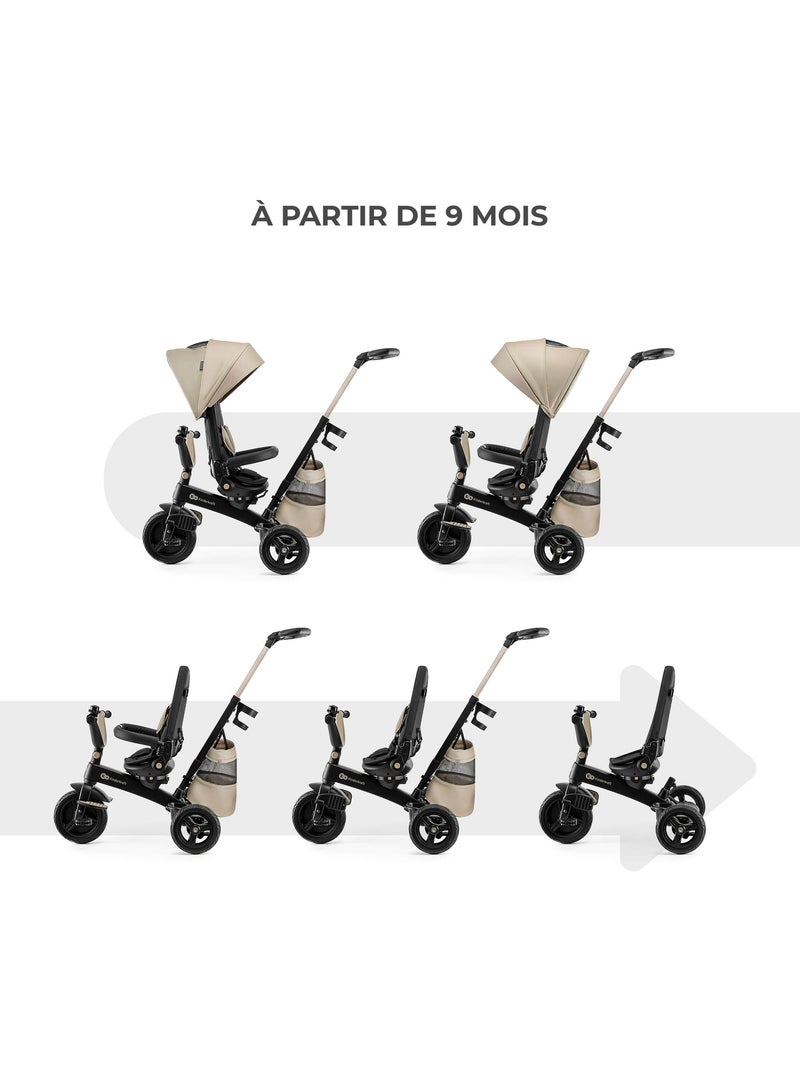 Tricycle Kinderkraft EASYTWIST 5 en 1 avec Siège Rotatif 360°, Capote UPF50+ et Roues PU Beige - Kiabi