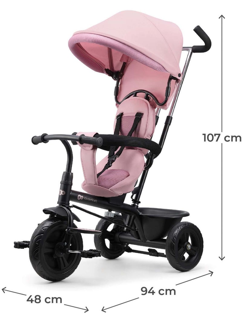 Tricycle Kinderkraft FREEWAY 2 5en1 norme CEN TS 17876 harnais 3 points bumper ouvrable 9 mois+ Rose - Kiabi